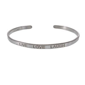 Vintage FAS Sterling Silver 925 Live Love Laugh Cuff Bracelet 6.5"